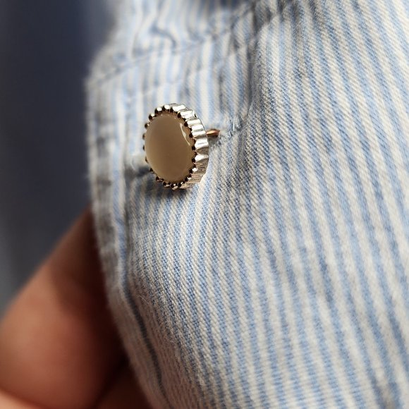 Blue Ruffled Micro-Striped Blouse Size Medium - Picture 7 of 16